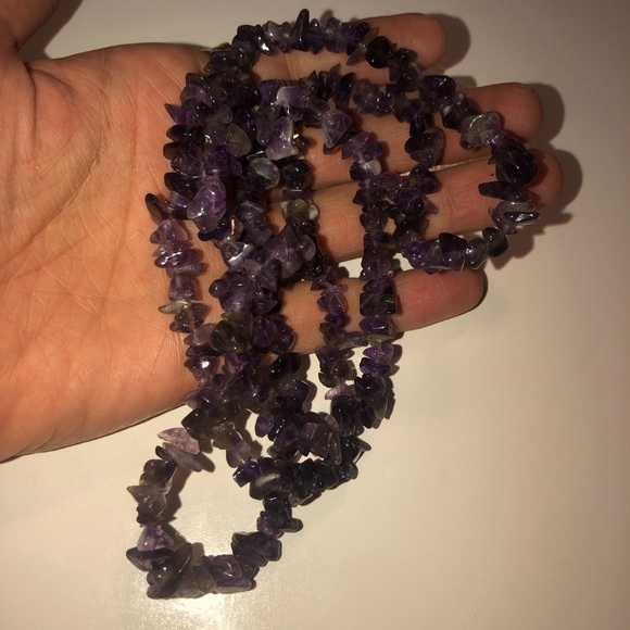 AMETHYST Chunk Beaded Long Endless Necklace No Clasp Approx 32” - Picture 4 of 5